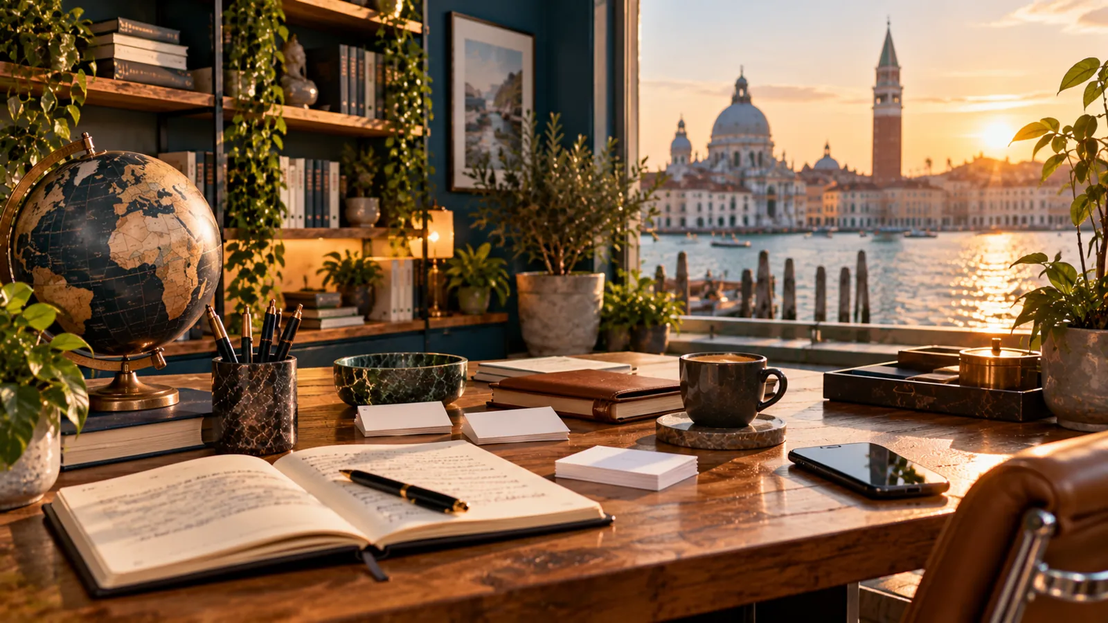 Scrivania con vista su Venezia